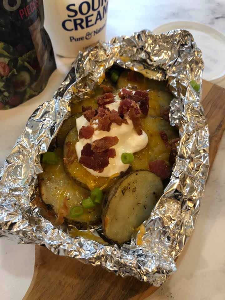 Air Fryer Loaded Baked Potato Foil Packs Fork To Spoon
