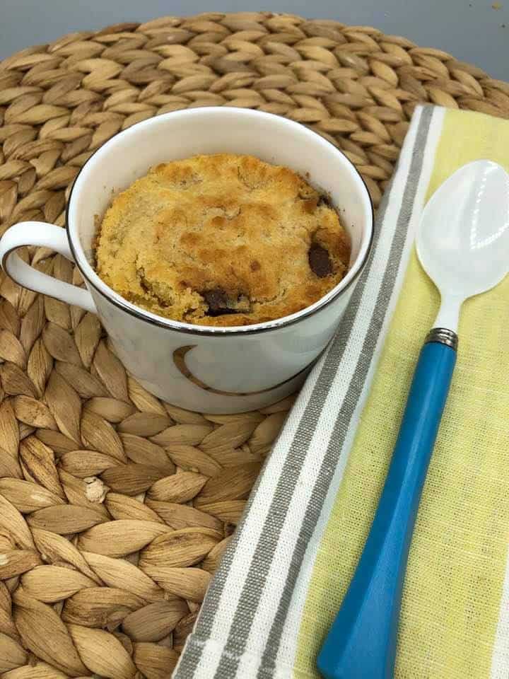 air-fryer-chocolate-chip-mug-cake-fork-to-spoon