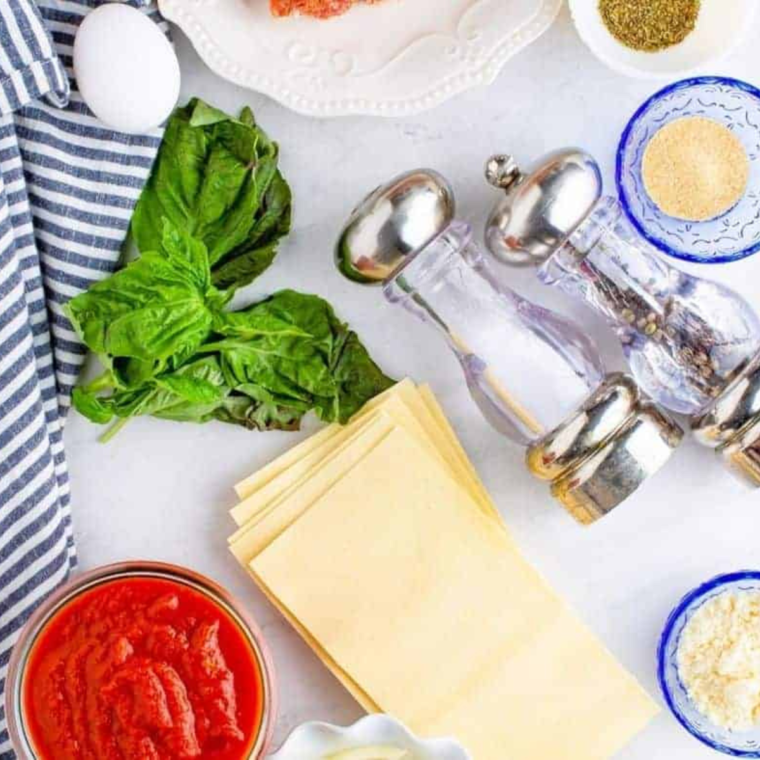 Ingredients Needed For Air Fryer Baked Ricotta on table.