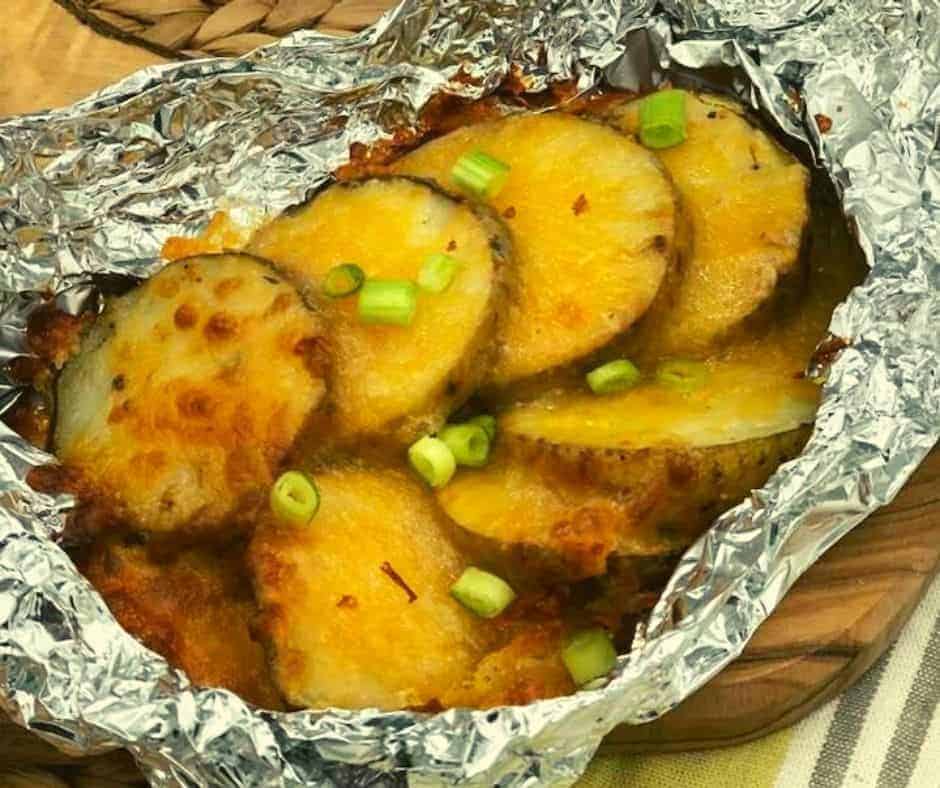 Air Fryer Cheesy Potatoes Foil Packet
