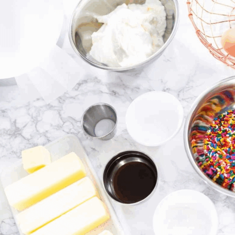 Air Fryer Cookie Butter Cakes ingredients on kitchen tbale.