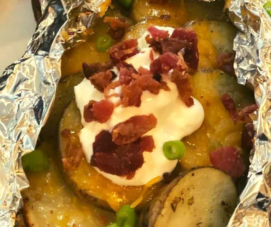 Air Fryer Loaded Baked Potato Foil Packs Fork To Spoon