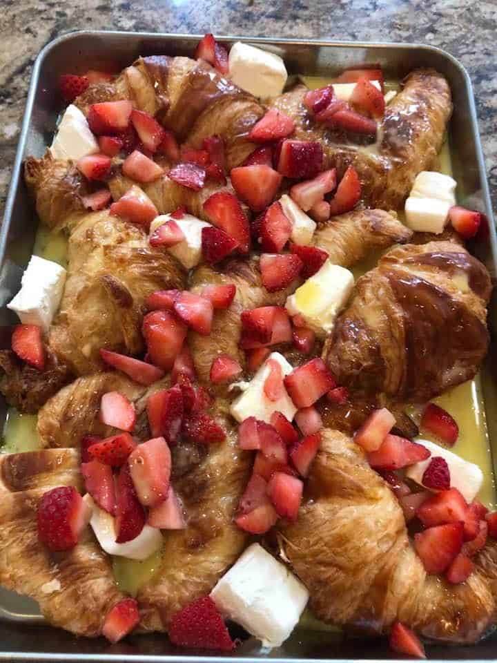 Air Fryer Strawberry Croissant French Toast