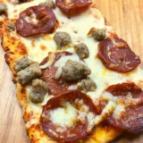 Air Fryer Pepperoni and Sausage Flatbread Pizza