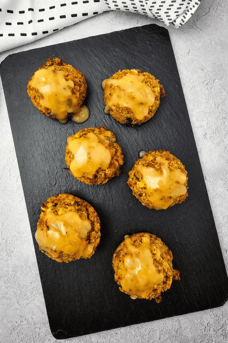 Crispy outside, tender inside air fryer stuffing muffins