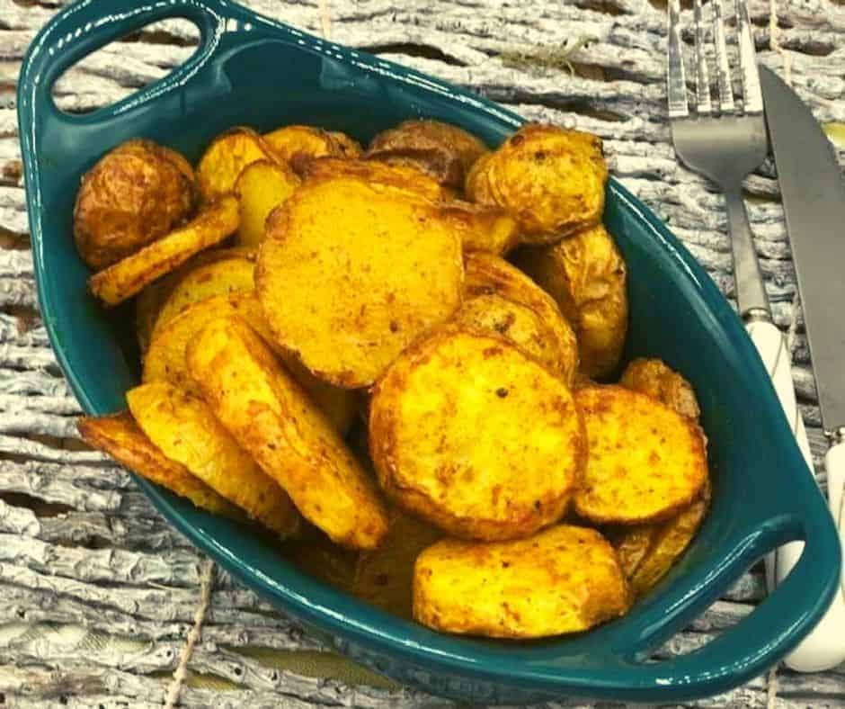 Air Fryer Curry Roasted Potatoes Fork To Spoon