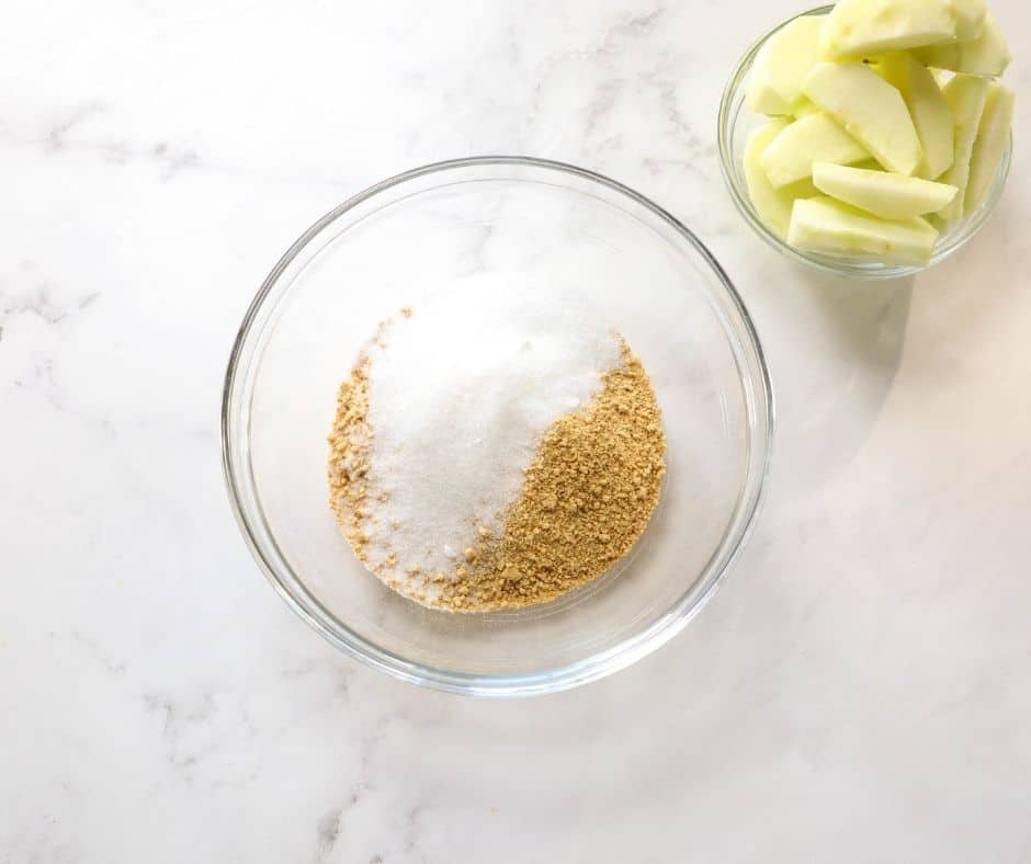 Apples Cut and Brown Sugar Mixture Combined