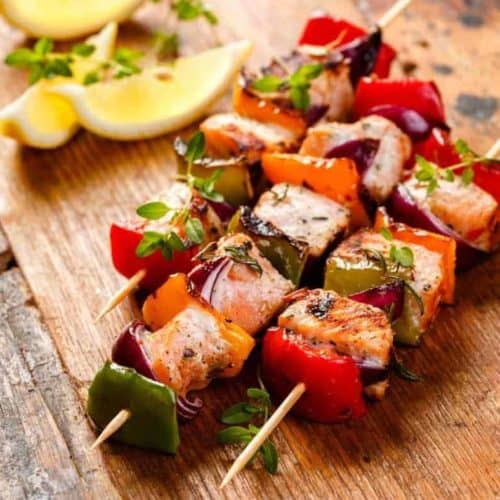 Air Fryer Salmon Kebabs Fork To Spoon