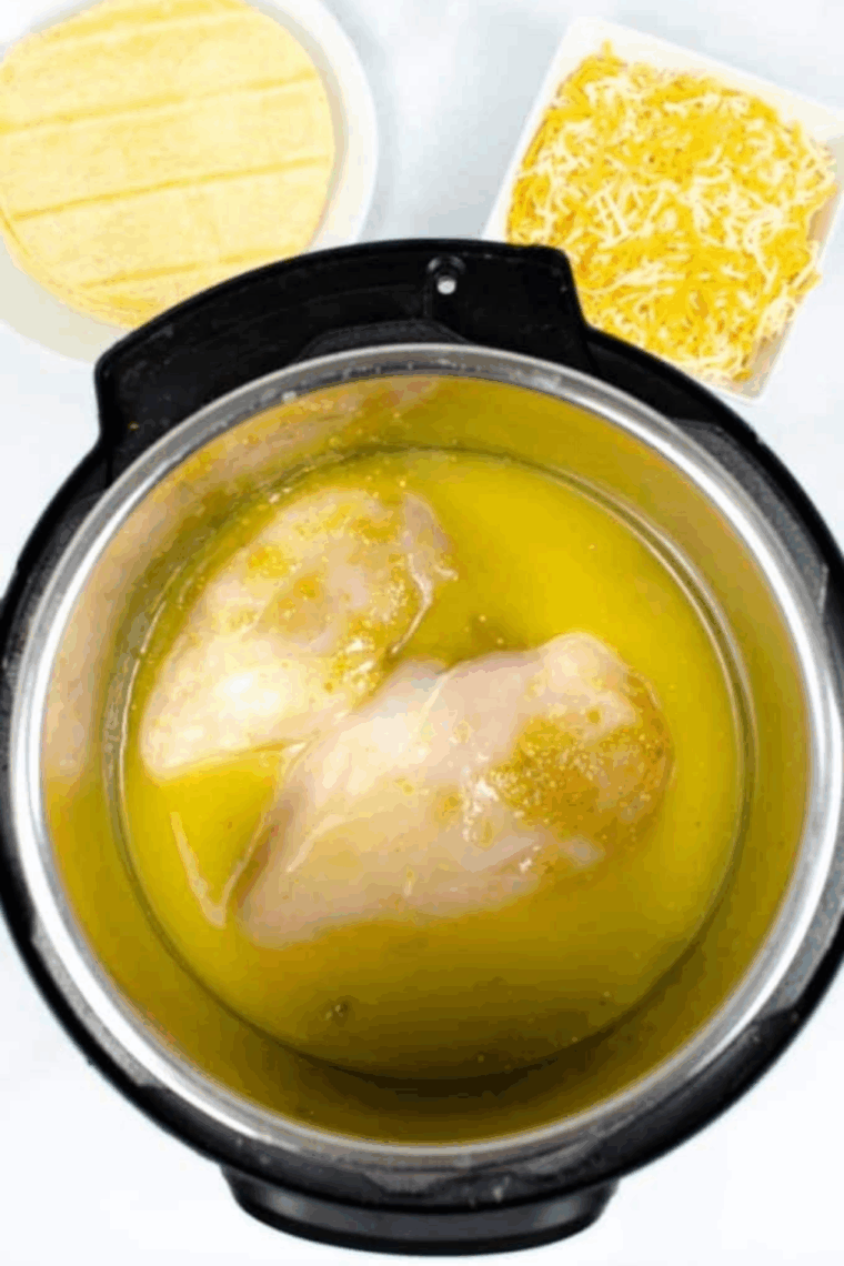 Add the broth and other ingredients into the instant pot.
