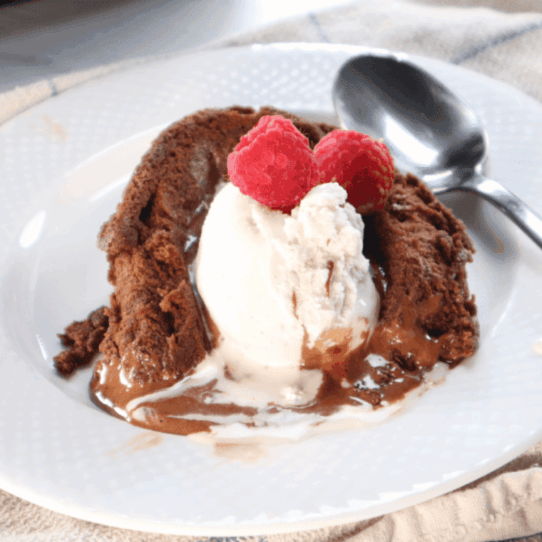 Domino’s Chocolate Lava Crunch Cakes stored in airtight container, wrapped for freezing, and reheated in oven.