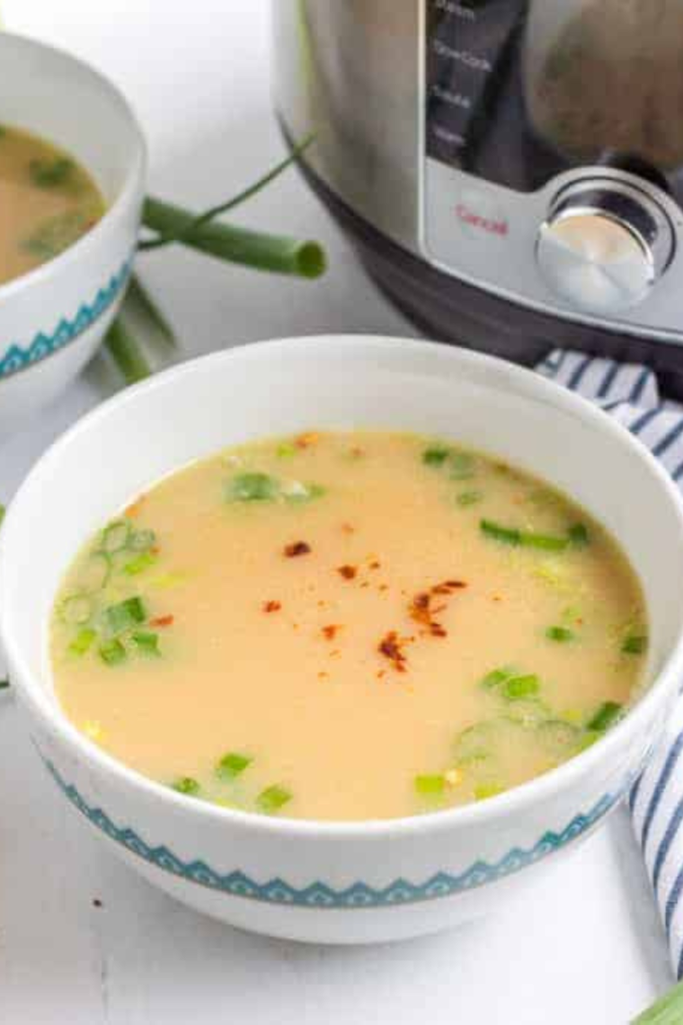 Close up of  Imperial Palace Egg Drop Soup  