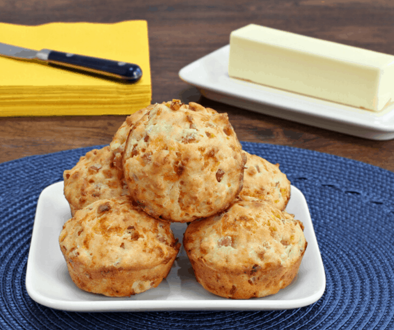Air Fryer Basil, Bacon, and Cheddar Cheese Savory Muffins Fork To Spoon