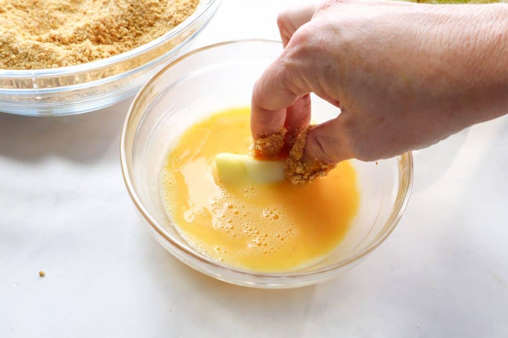 Dip the apple wedges into the batter
