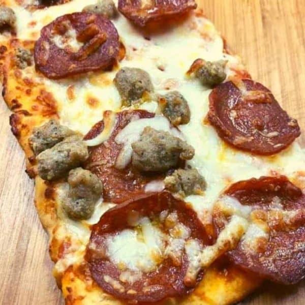Air Fryer Pepperoni and Sausage Flatbread Pizza Fork To Spoon