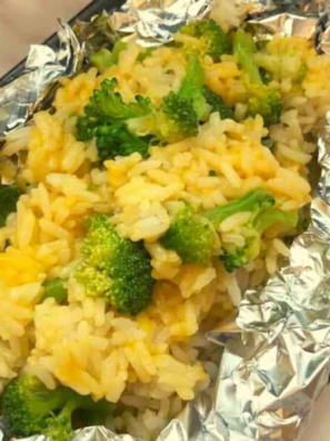 Air Fryer Cheesy Broccoli and Rice