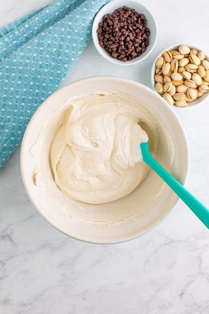 mixing the filling for air fried cannoli