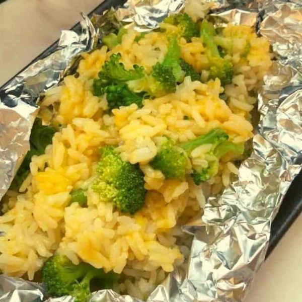Air Fryer Cheesy Broccoli and Rice Fork To Spoon