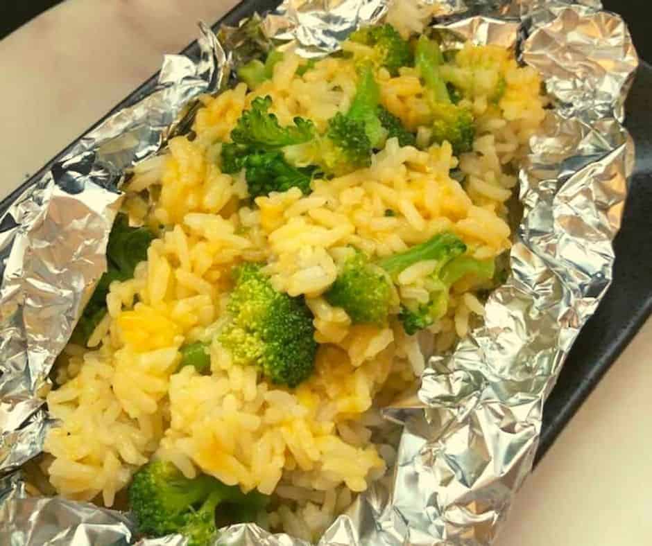 Air Fryer Cheesy Broccoli and Rice