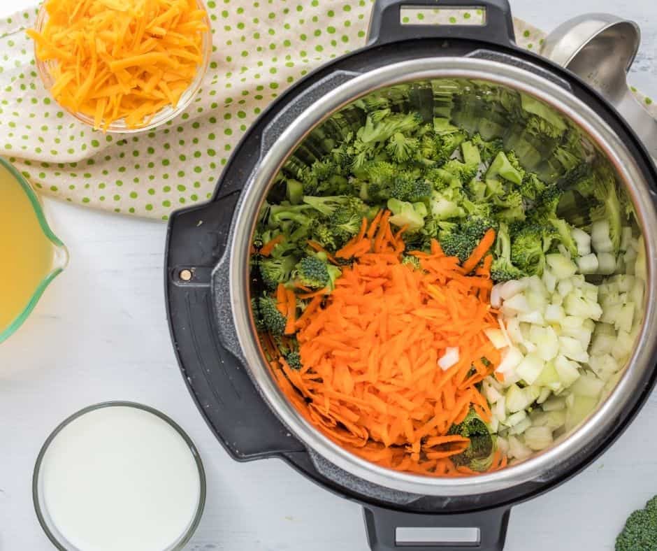 Add Broccoli, Carrots and Onions in Instant pot