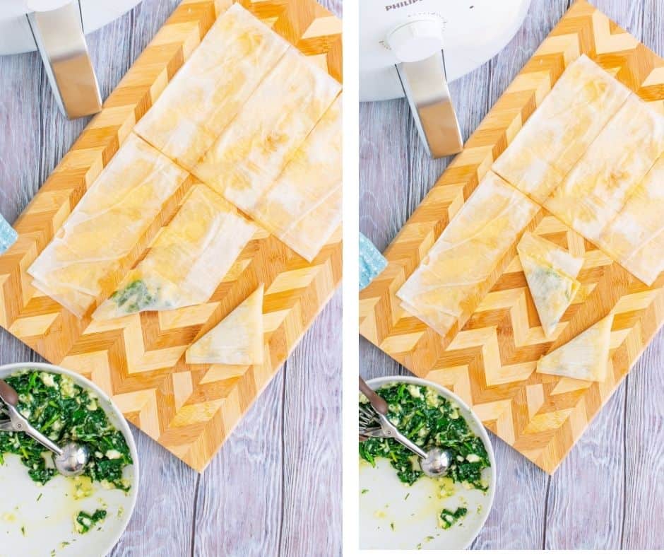 JUMP TO RECIPE LEAVE A REVIEW
Air Fryer Spanakopita
Air Fryer Spanakopita — A delicious, healthy alternative to traditional frying is the air fryer. Spanakopita is a Greek dish made with spinach and cheese in a phyllo dough wrapper. This recipe uses an air fryer to make it healthier and tastier than ever before!