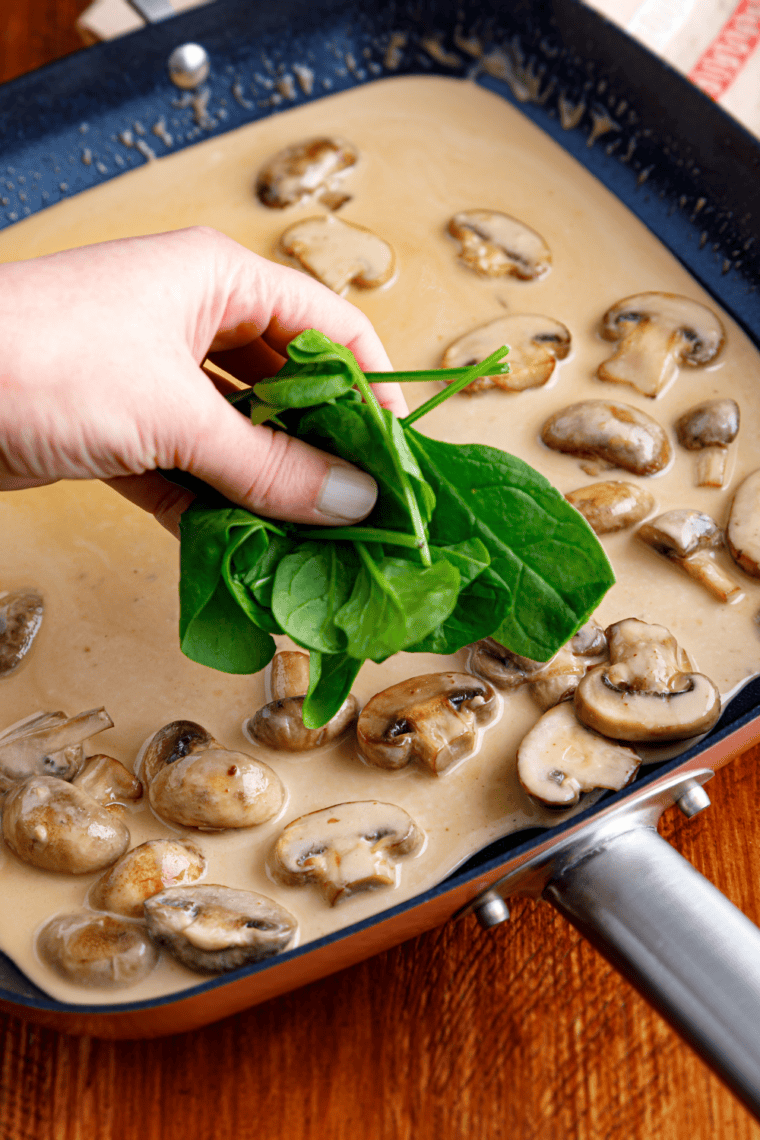 Butter and heavy cream stirred into Marsala sauce, creating a creamy, thickened sauce.
