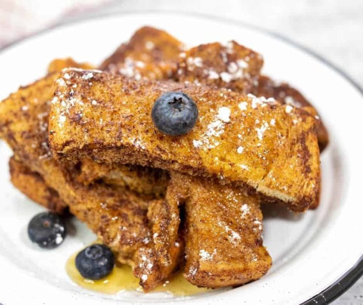 Air Fryer French Toast Sticks on Plate