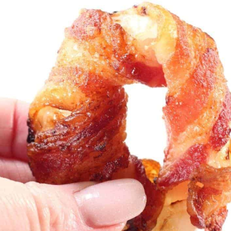 Air Fryer Bacon Wrapped Onion Rings