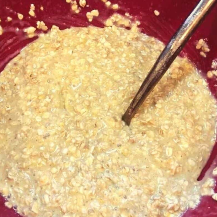 Blueberry Oatmeal in ingredients being mixed