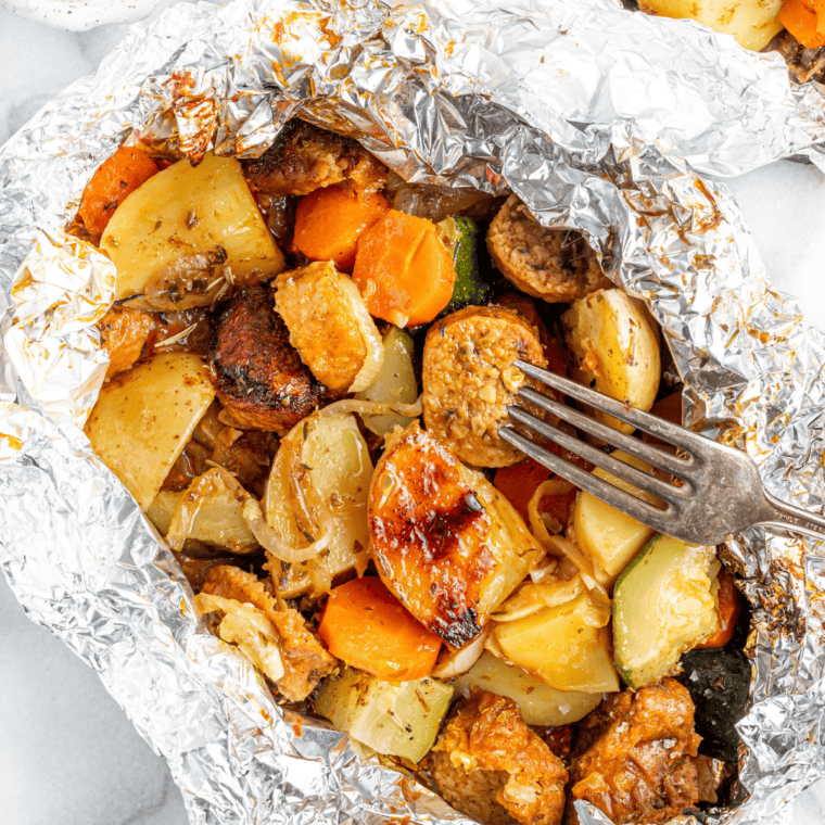 Air Fryer Beyond Sausage cooking golden brown and crispy, ready to serve