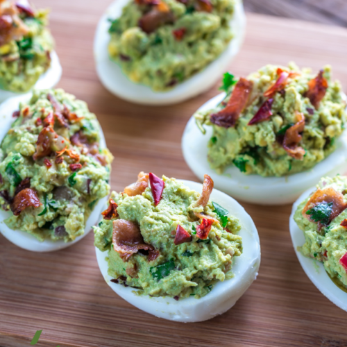 Air Fryer Guacamole Deviled Eggs - Fork To Spoon