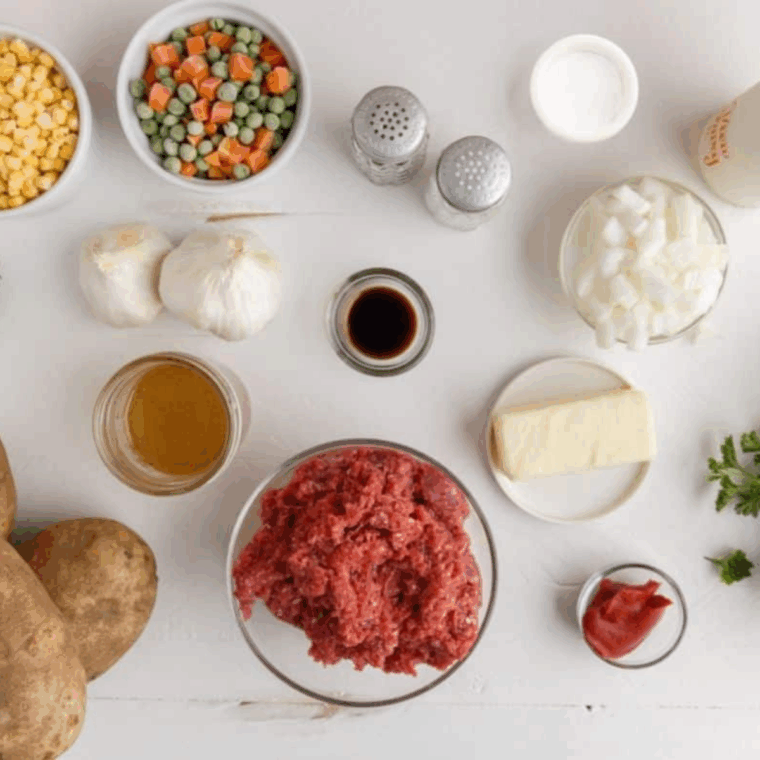 Cheesecake Factory Shepherd's Pie Recipe Ingredients on kitchen table.