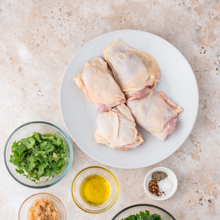 Ingredients for Easy Air Fryer Brown Sugar Chicken Thighs on table.