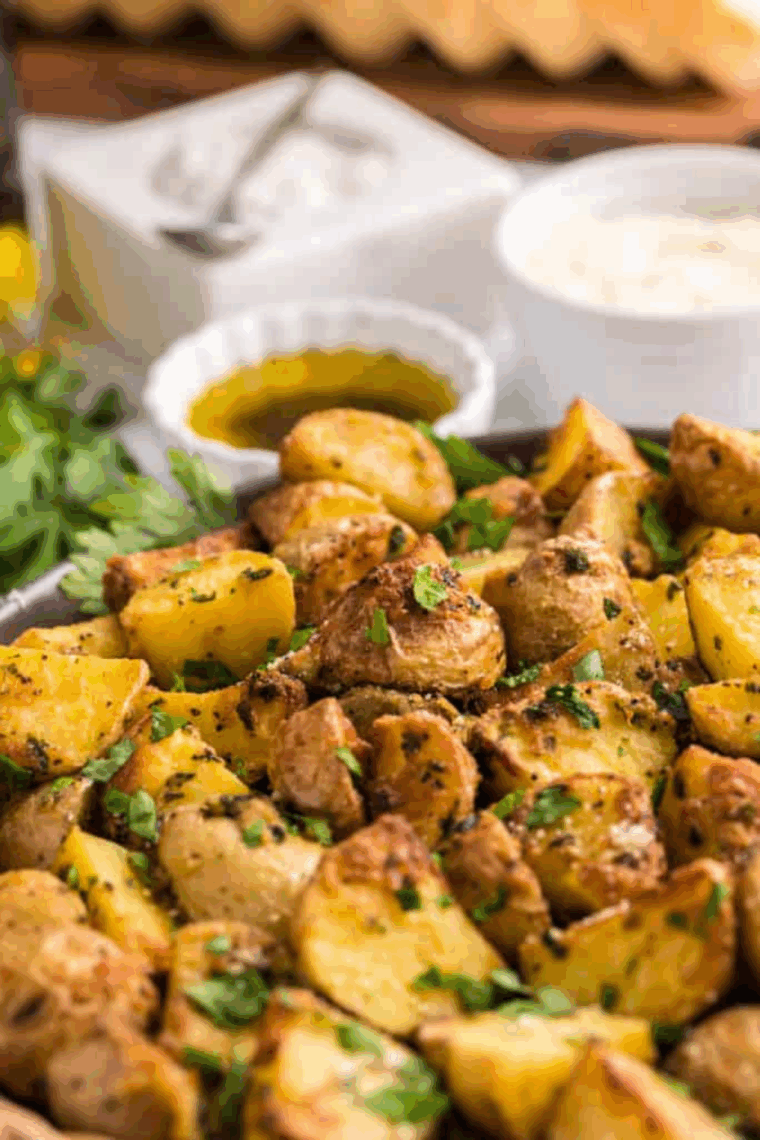 Golden, crispy First Watch-style breakfast potatoes seasoned with truffle oil, Parmesan, and parsley