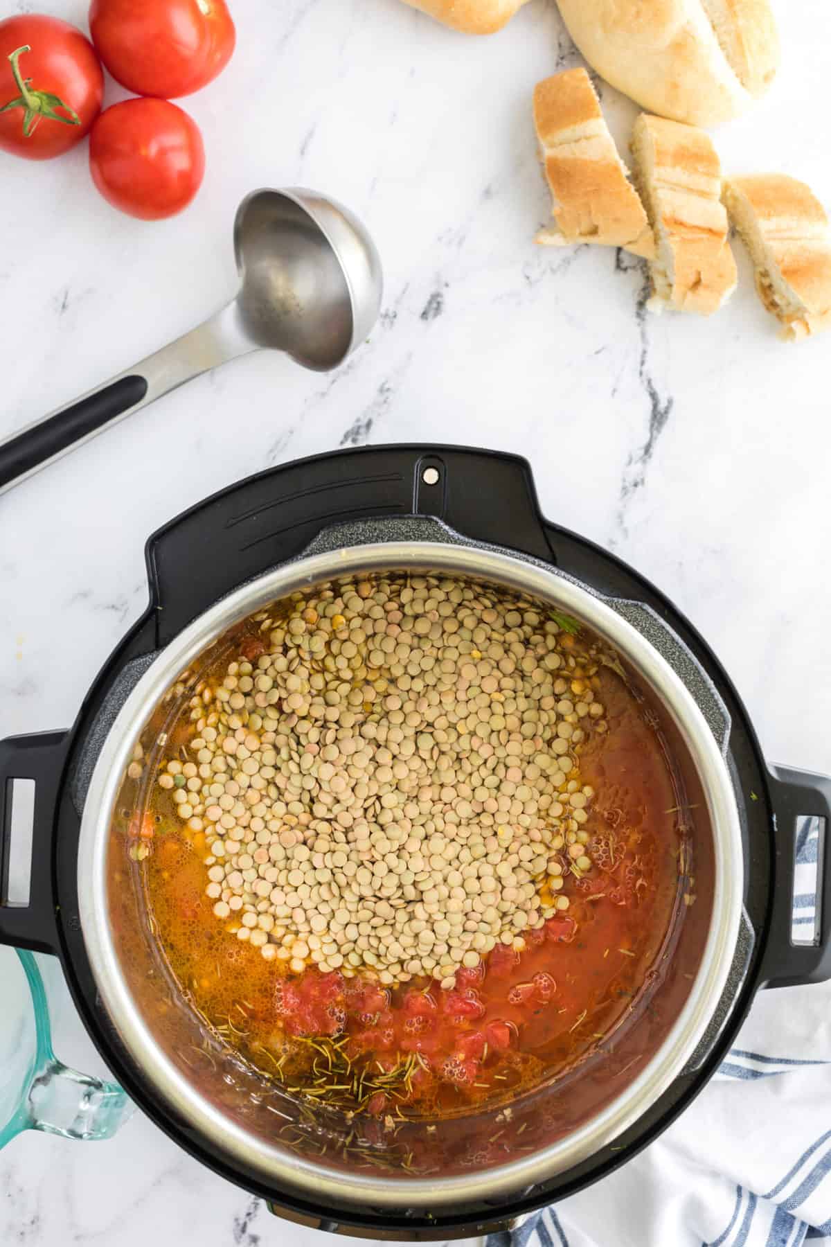 Add Lentils and Spices to Instant Pot Bowl