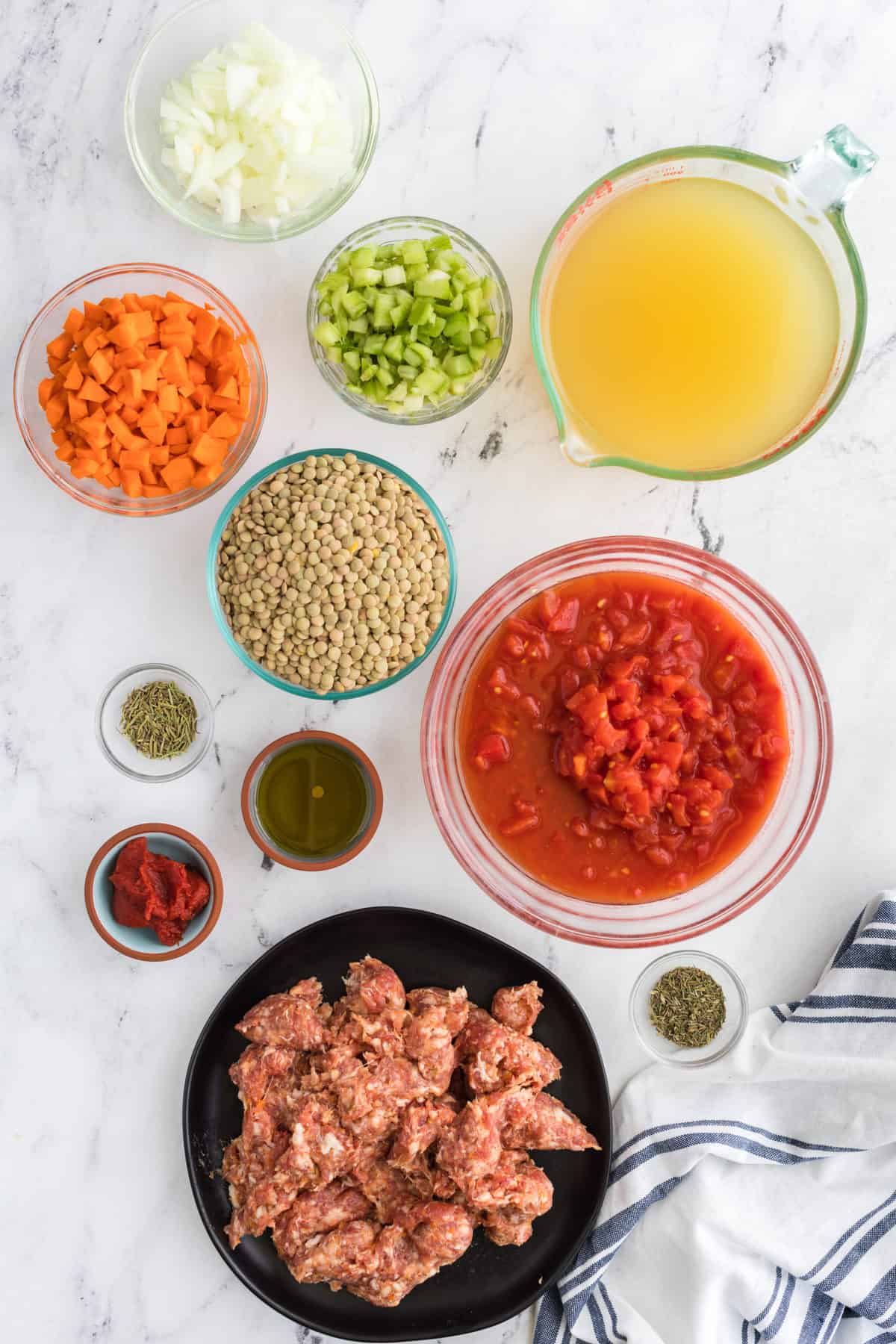 Ingredients Needed To Make Instant Pot Sausage and Lentil Soup
