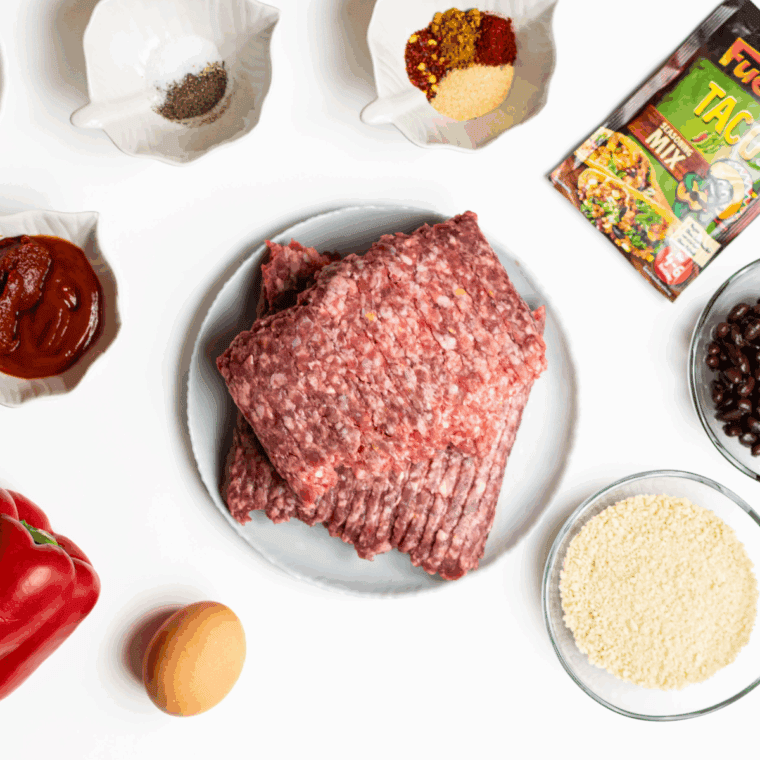 Joanna Gaines Meatloaf Recipe ingredients on kitchen table.