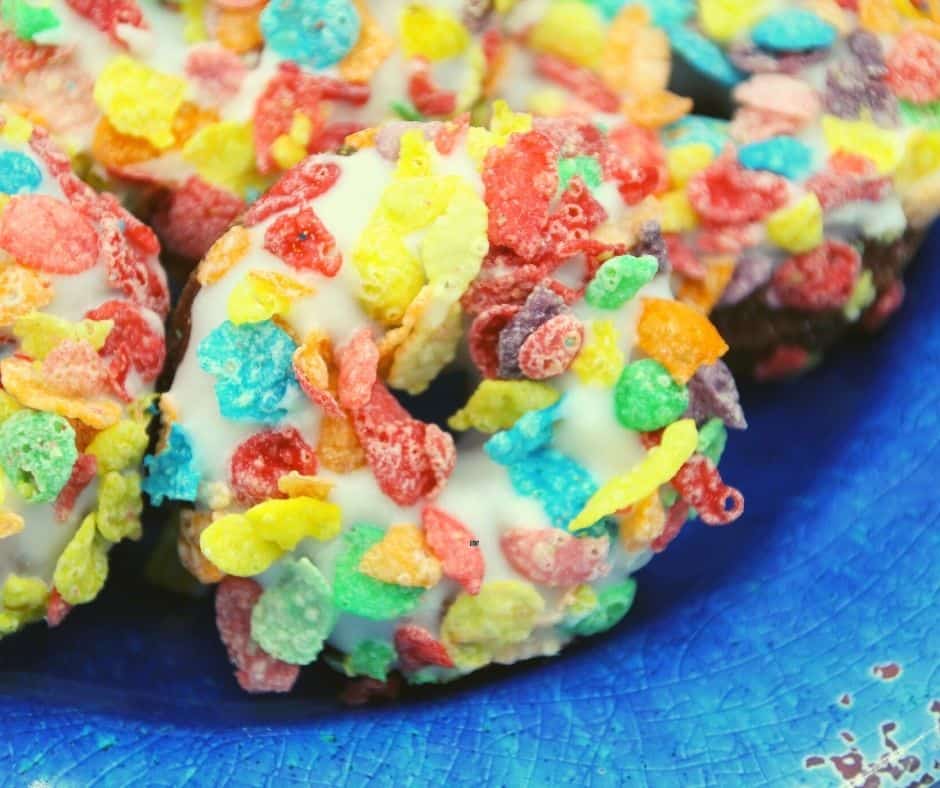 Air Fryer Fruity Pebbles Donuts