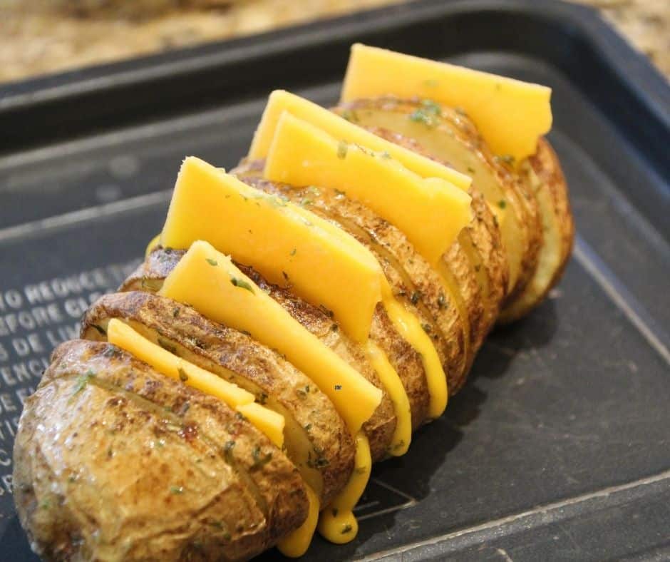 Air Fryer Cheesy Hasselback Potatoes - Fork To Spoon