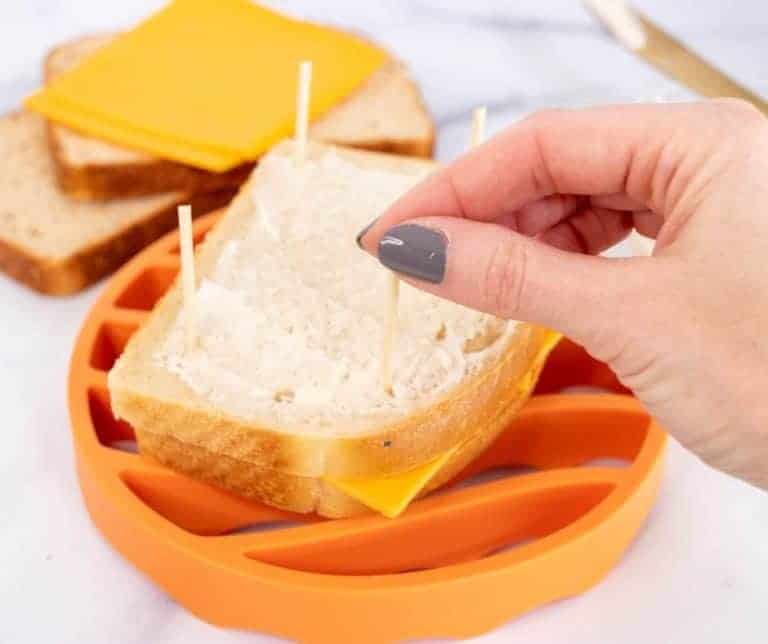 toothpicks in grilled cheese with mayo
