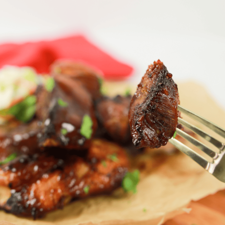 "Close-up of perfectly cooked Air Fryer Country Style Ribs with a crispy exterior"