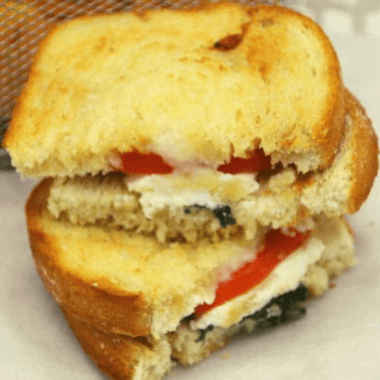 Air Fryer Feta Tomato and Basil Grilled Cheese
