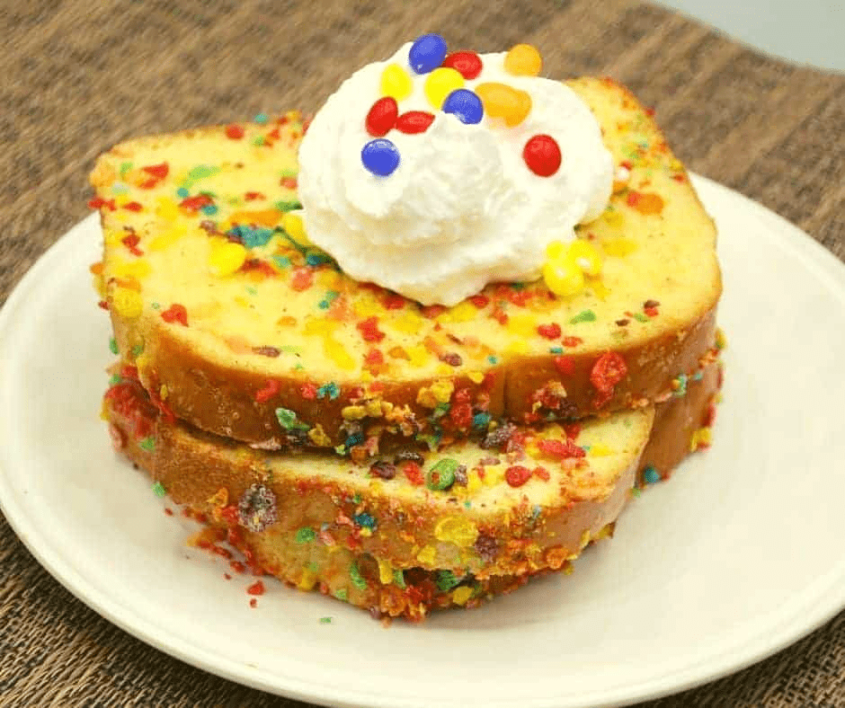 Who doesn't love a good breakfast? And this French toast is perfect for a lazy weekend morning. All you need is an air fryer and some Fruity Pebbles cereal. The little bits of cereal add a fun crunch to the French toast, and it's all coated in a sweet and creamy glaze. So good!