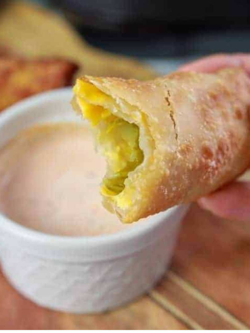 Air Fryer Cheesy Ham & Pickle Egg Rolls Fork To Spoon