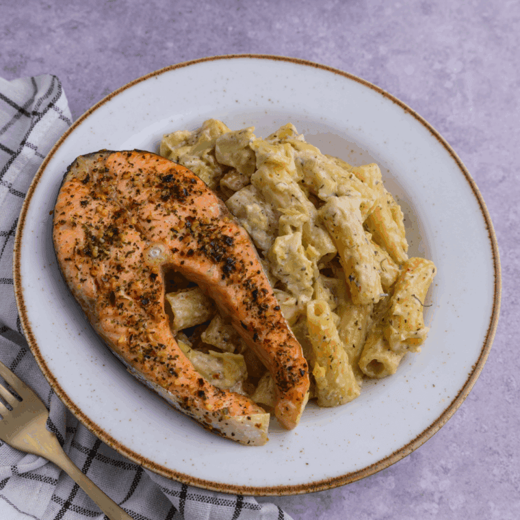 Golden, crispy Air Fryer Salmon Steak cooked to perfection with a flavorful crust.