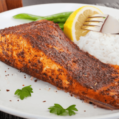 The Best Air Fryer Blackened Salmon --If you have been looking for the best damn blackened salmon recipe, you have come to the right place. This will be one of the easiest meals in your air fryer and perfect for a quick dinner or light lunch!