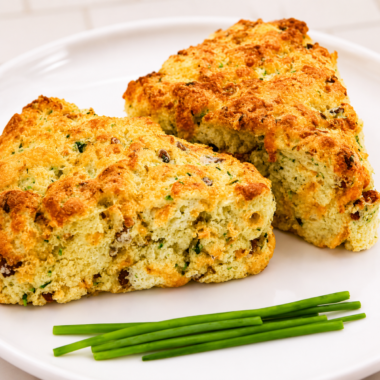 Air Fryer Zucchini Bacon Cheddar Scones are savory, fluffy, and ready fast! Crispy bacon, sharp cheddar, and fresh zucchini in every flaky, golden bite.