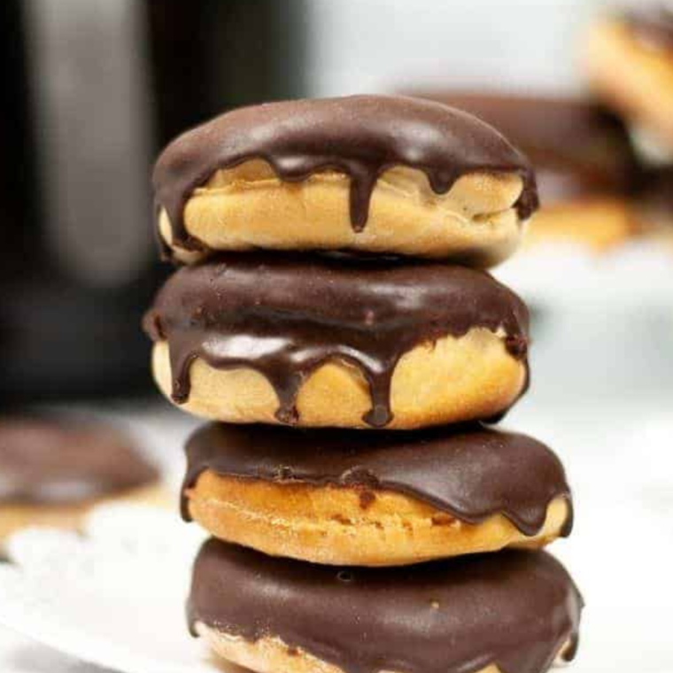 Plate of Copycat Dunkin Donuts Chocolate Glazed Donuts