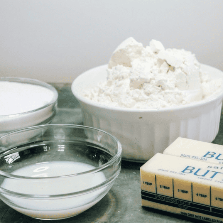 Ingredients needed for Easy Air Fryer Lemon Cake Mix Cookies on kitchen table.