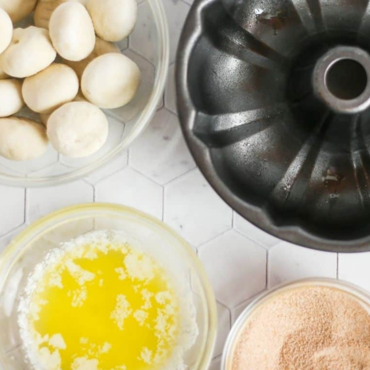 "Melting butter in a bowl for monkey bread"