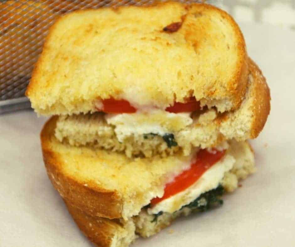 Air Fryer Feta, Tomato, and Basil Grilled Cheese